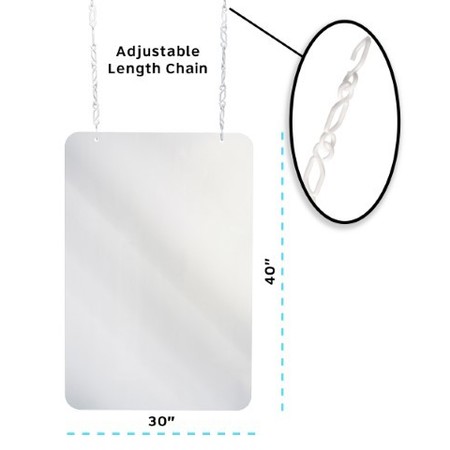 Alpine Industries 30"x 40"x 2"Clear Acrylic Sheet Hanging Protective Sneeze Guard ALP410-3040-H